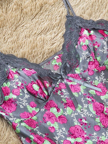 Ericdress Floral Summer Satin Pajamas Set Sleepwear Loungewear