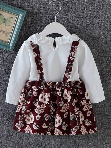 Ericdress Floral Printed Hollow Lace Baby 's Outfits
